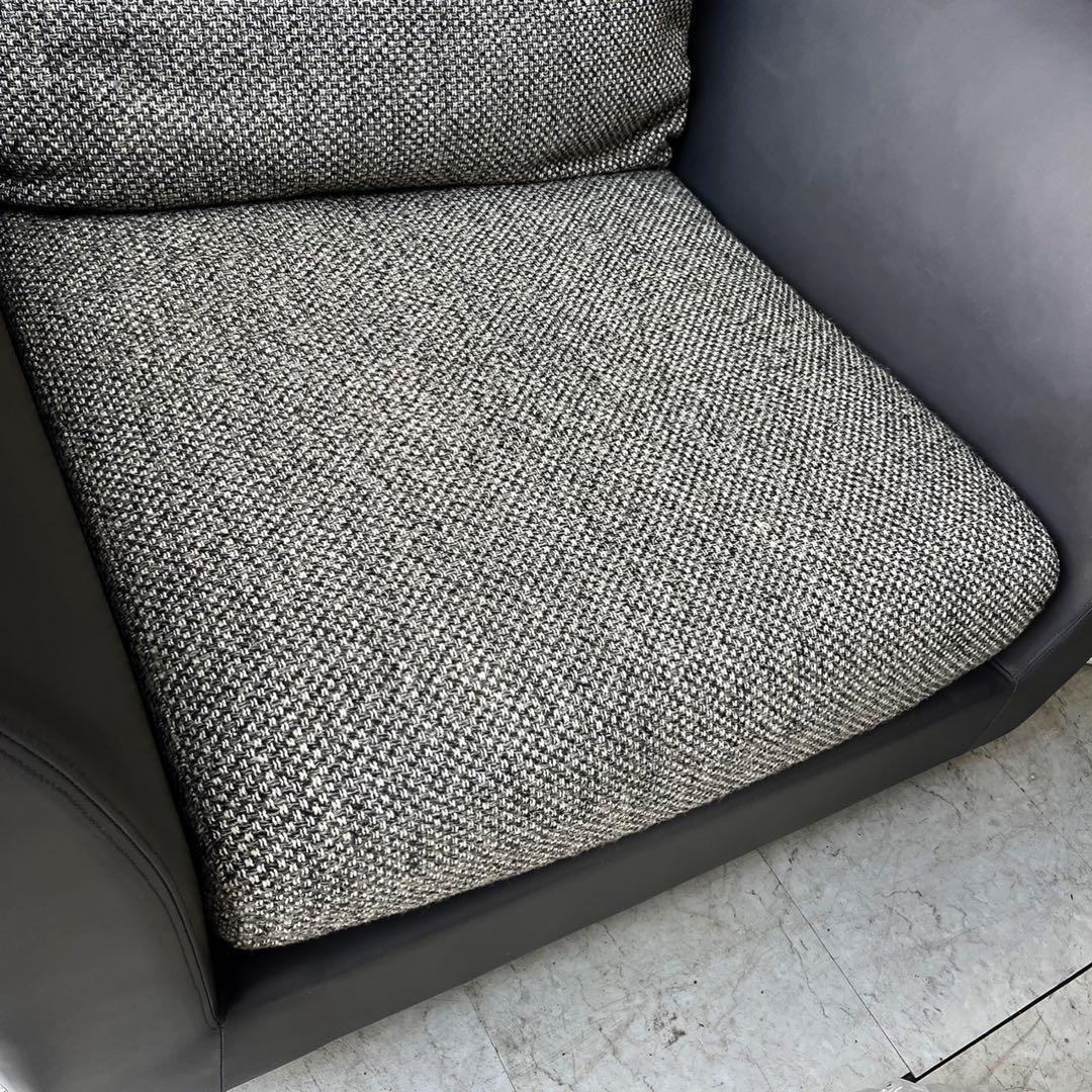 取付無料！アルフレックス Aソファ 本革チャコールグレーファブリック1Pソファ✨