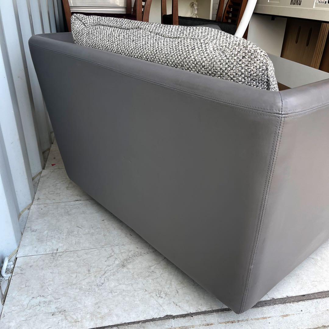 取付無料！アルフレックス Aソファ 本革チャコールグレーファブリック1Pソファ✨