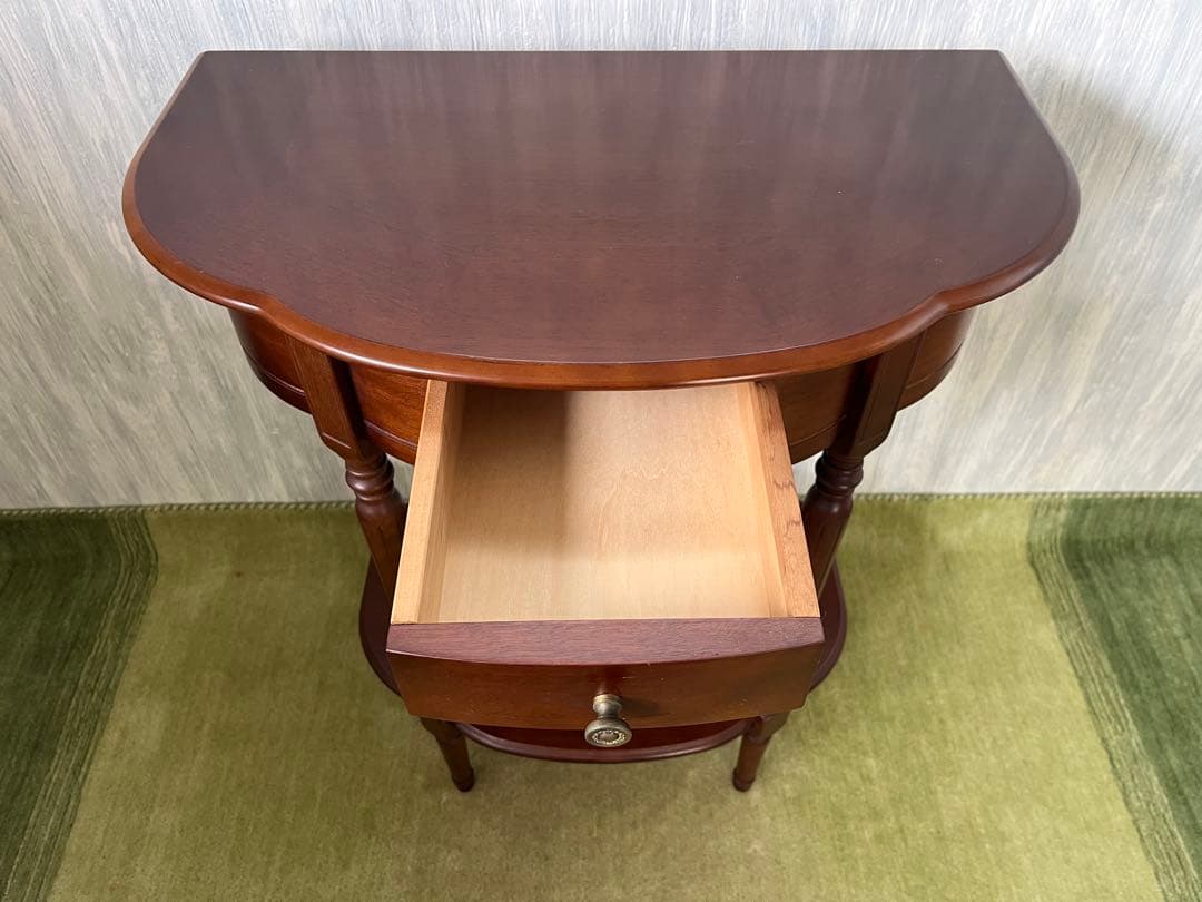 LA CASA 木製オーバル型テーブル 引き出し付き