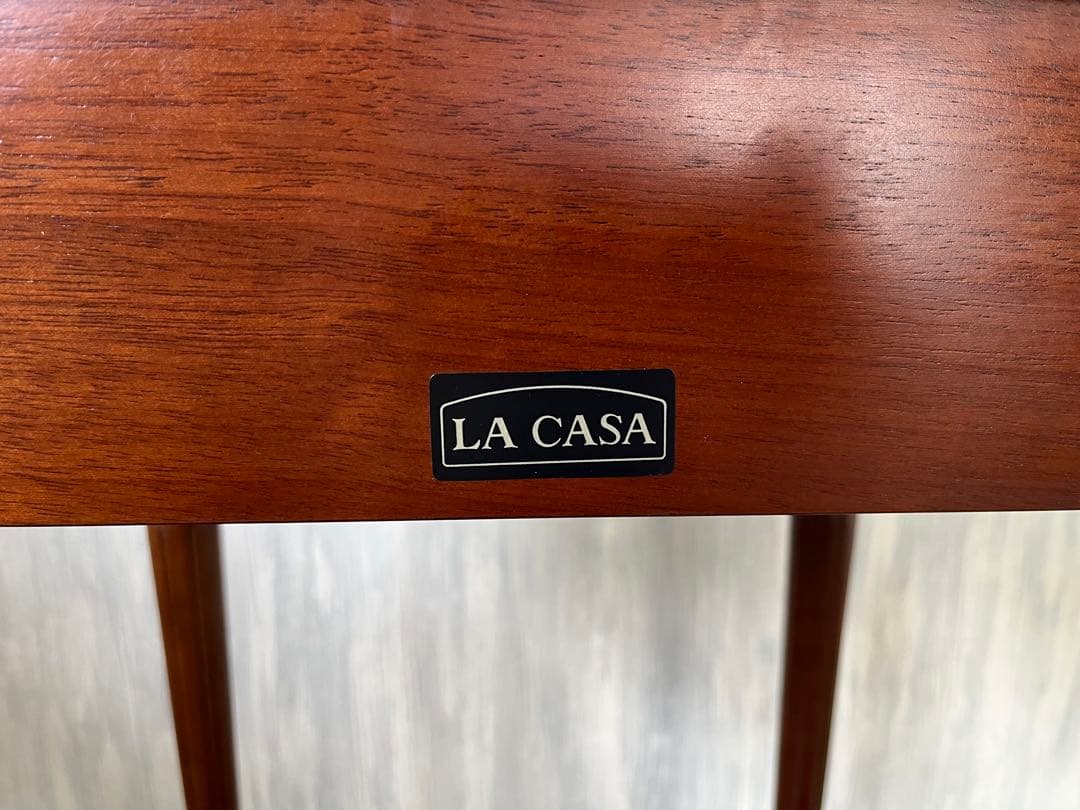 LA CASA 木製オーバル型テーブル 引き出し付き