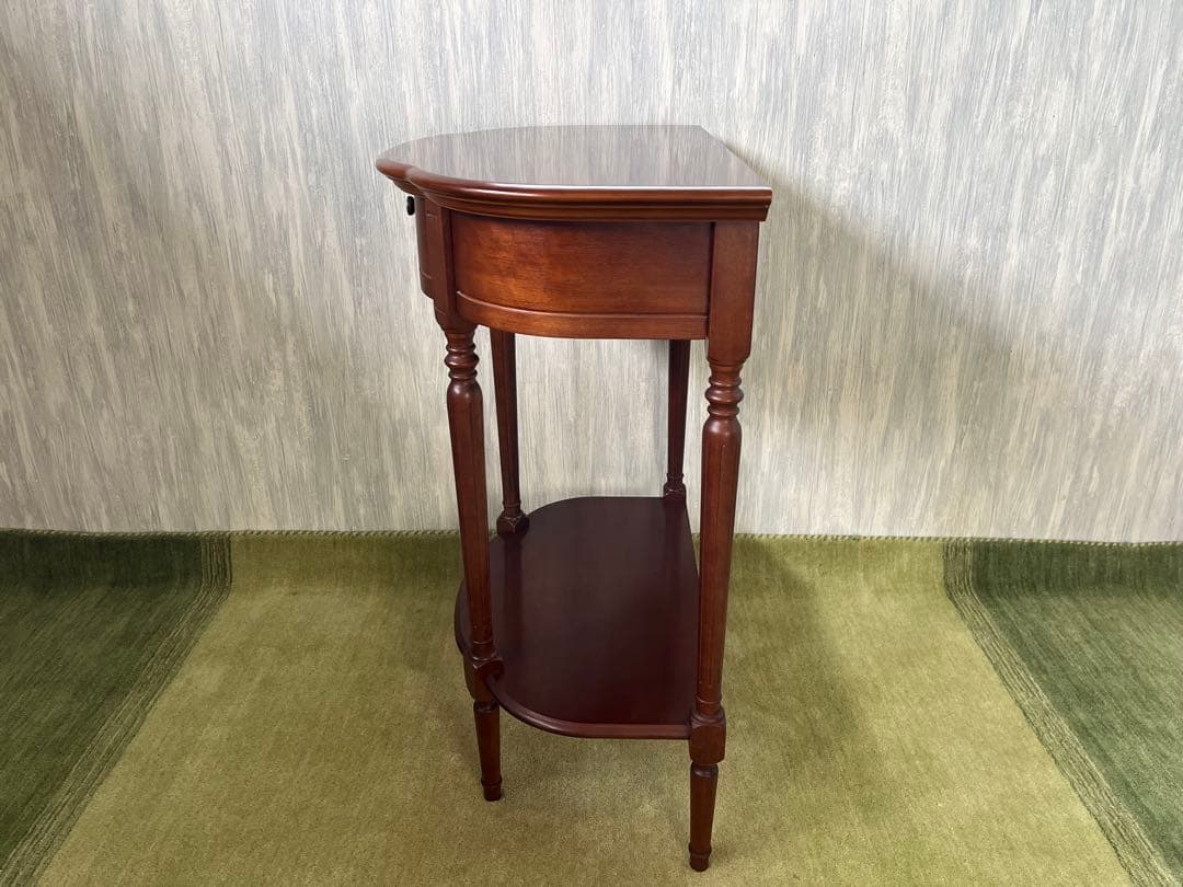 LA CASA 木製オーバル型テーブル 引き出し付き