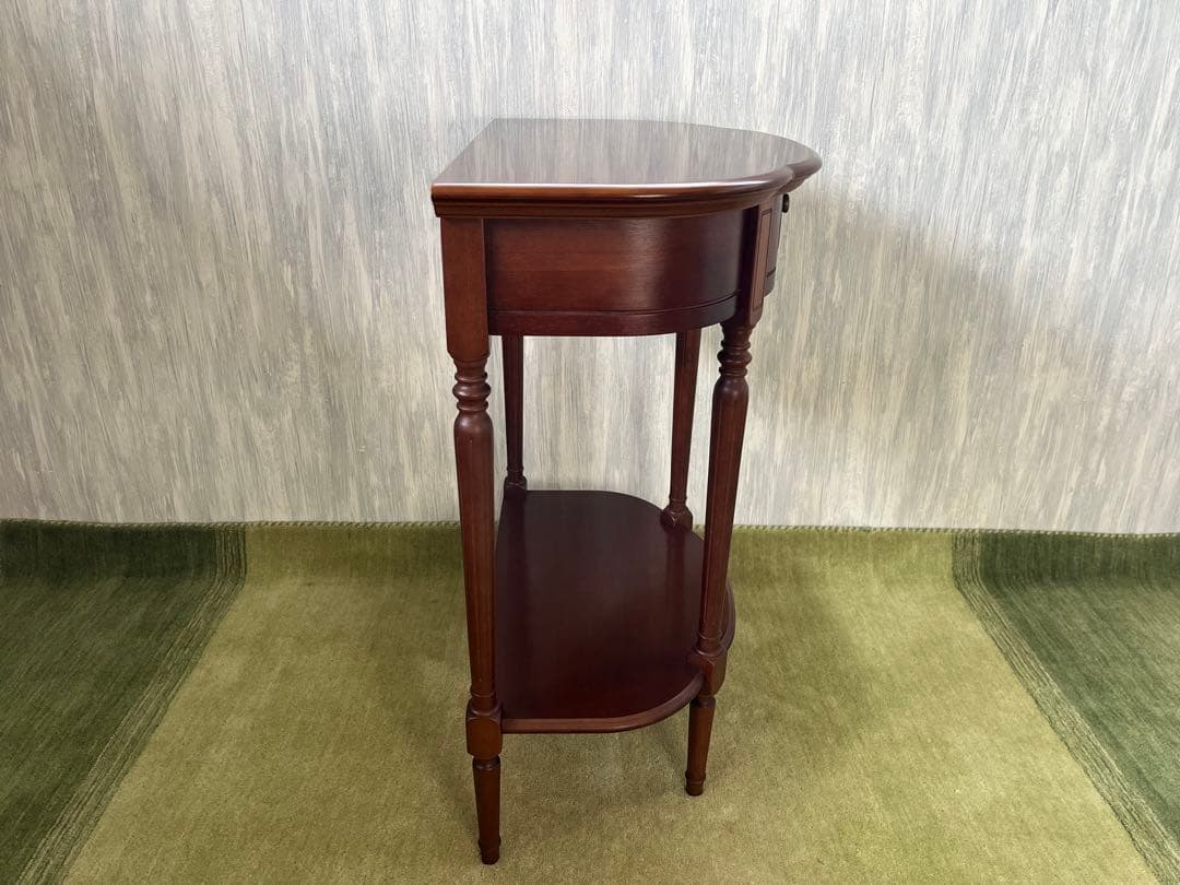 LA CASA 木製オーバル型テーブル 引き出し付き