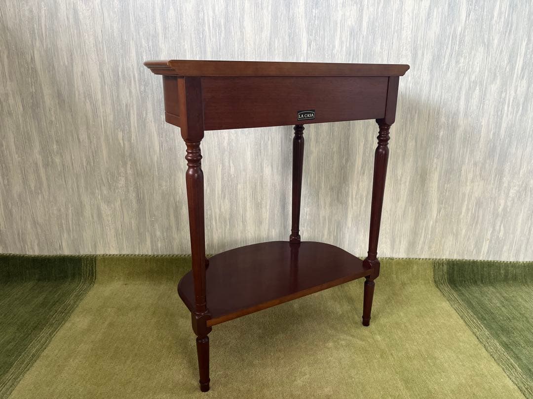 LA CASA 木製オーバル型テーブル 引き出し付き