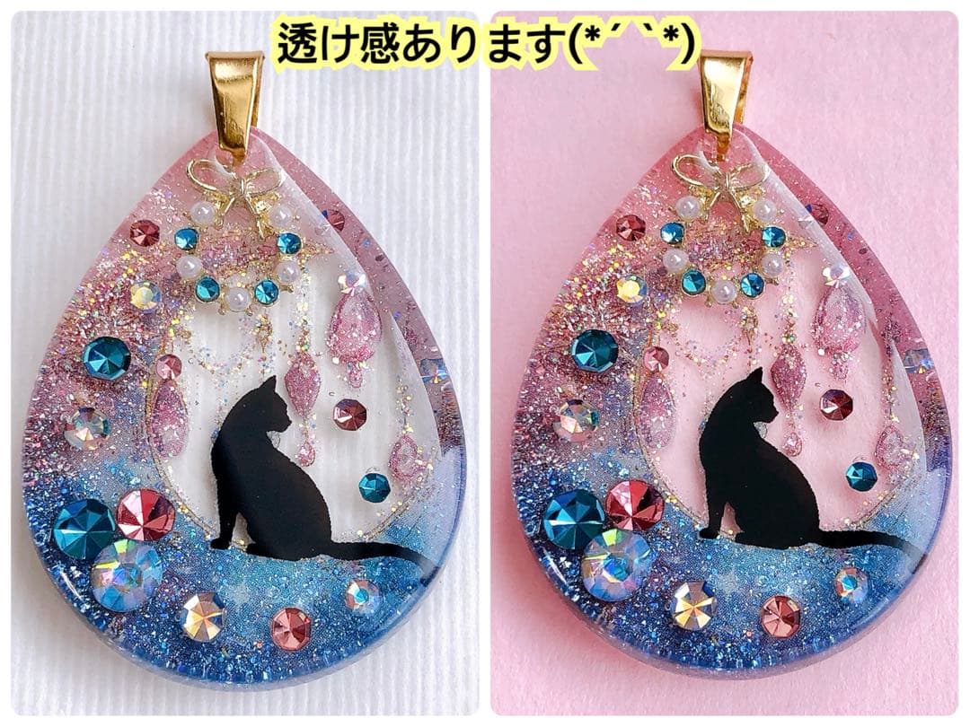 同梱値引100円❤️No.2393 レジン ペンダントトップ 猫 ネコ ねこ ♡