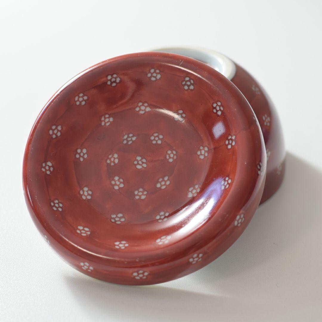 源右衛門 蓋物 赤絵梅地紋