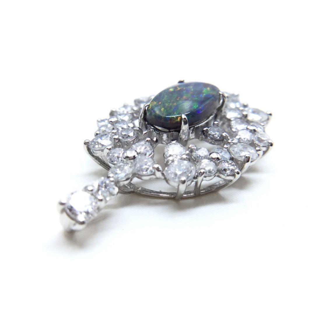 PT950 ブラックオパール デザイン　ペンダントトップ