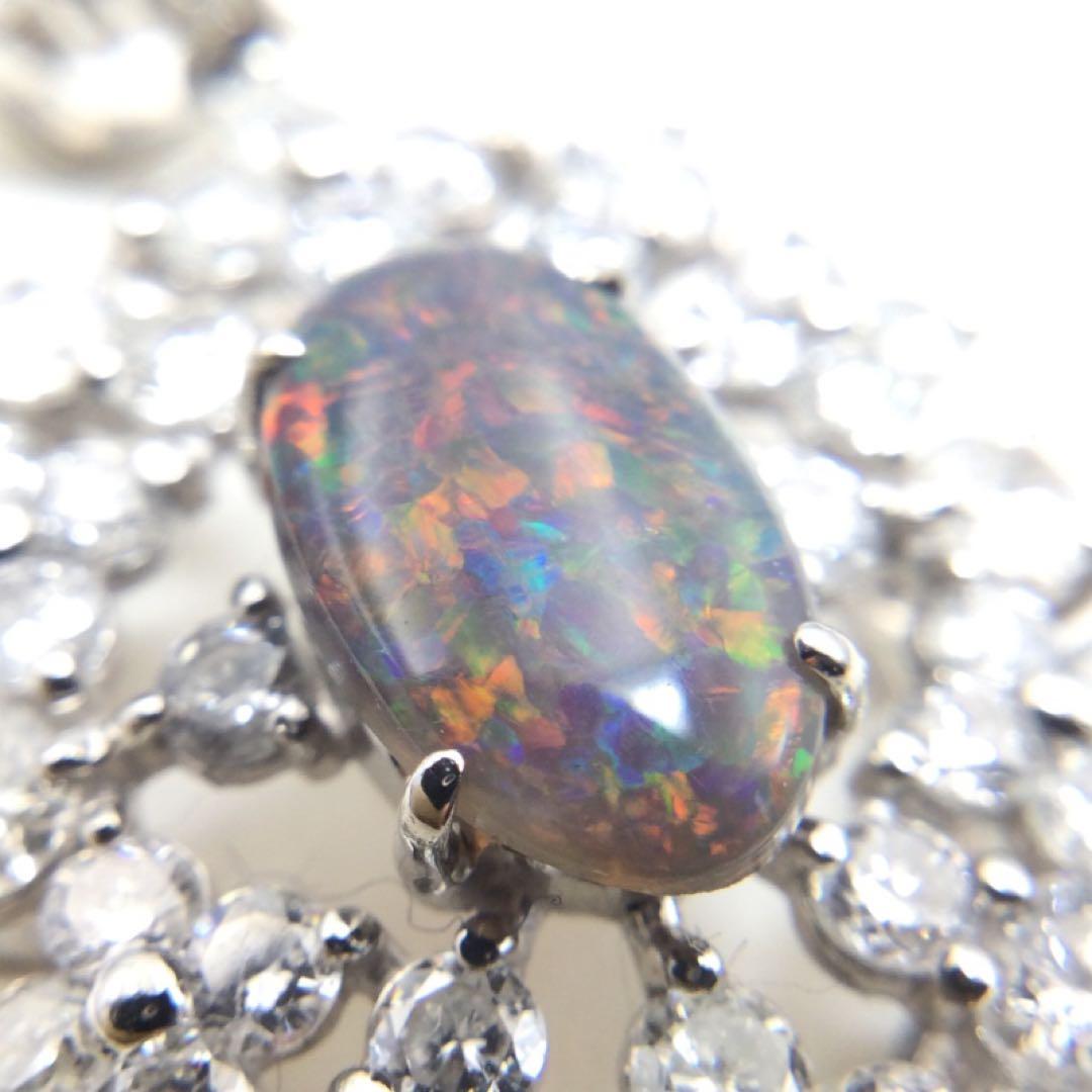 PT950 ブラックオパール デザイン　ペンダントトップ