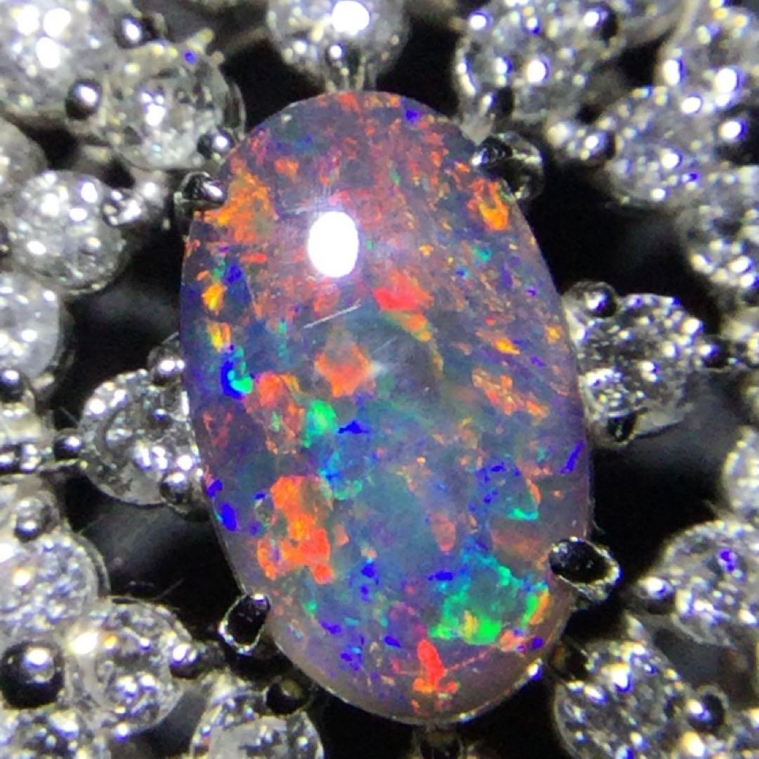 PT950 ブラックオパール デザイン　ペンダントトップ