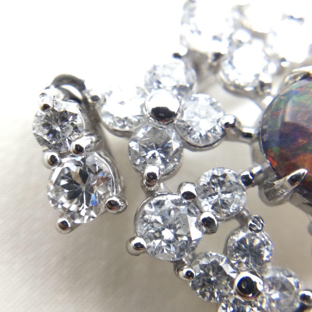 PT950 ブラックオパール デザイン　ペンダントトップ