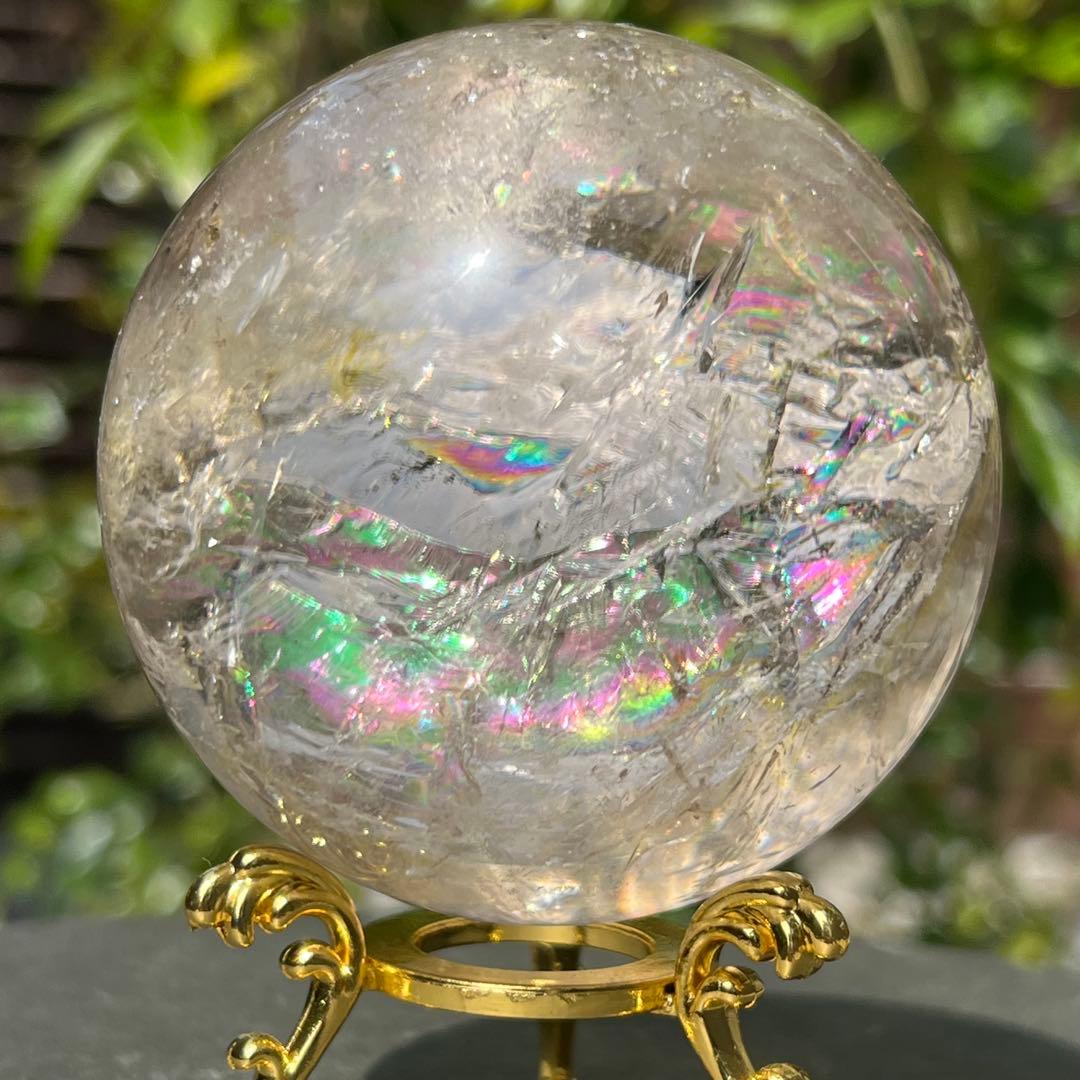 ✨存在際立つ美しさとハイパワー❗✨最高級 ライトニング水晶 丸玉 天然石 原石