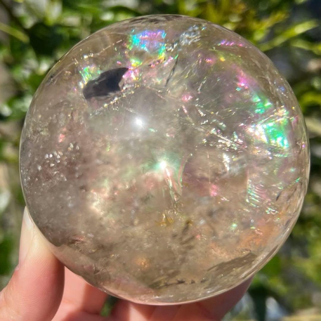 ✨存在際立つ美しさとハイパワー❗✨最高級 ライトニング水晶 丸玉 天然石 原石