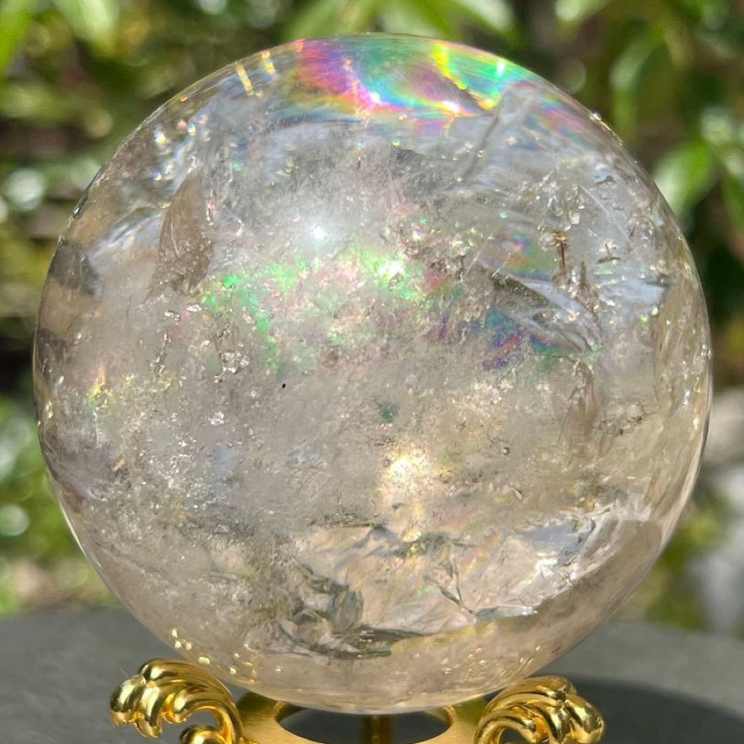 ✨存在際立つ美しさとハイパワー❗✨最高級 ライトニング水晶 丸玉 天然石 原石