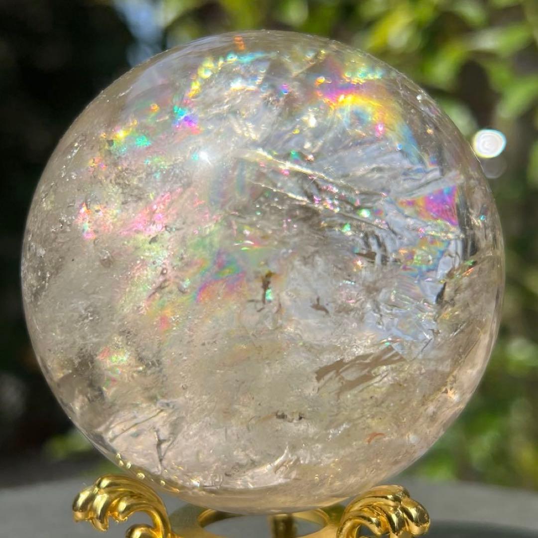 ✨存在際立つ美しさとハイパワー❗✨最高級 ライトニング水晶 丸玉 天然石 原石