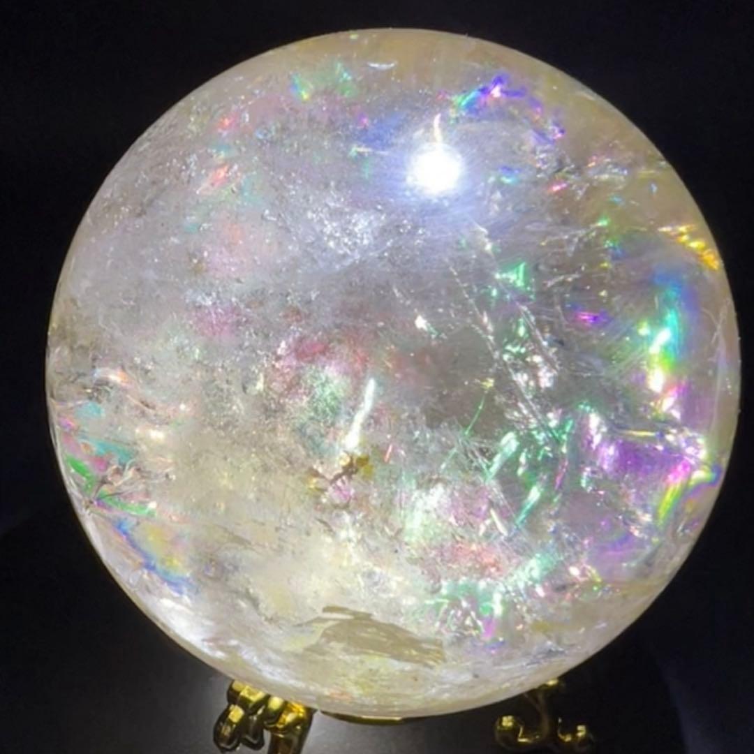 ✨存在際立つ美しさとハイパワー❗✨最高級 ライトニング水晶 丸玉 天然石 原石