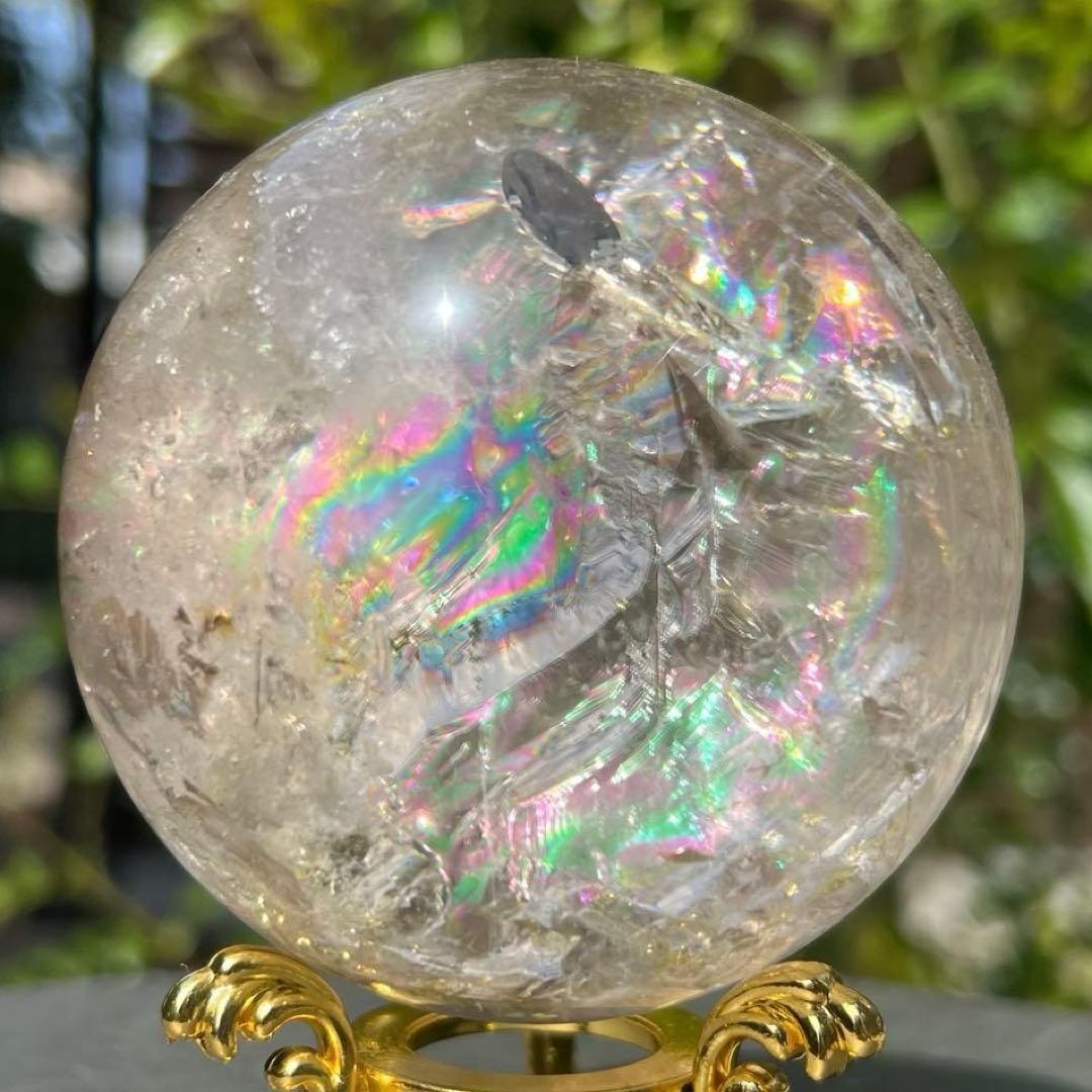 ✨存在際立つ美しさとハイパワー❗✨最高級 ライトニング水晶 丸玉 天然石 原石