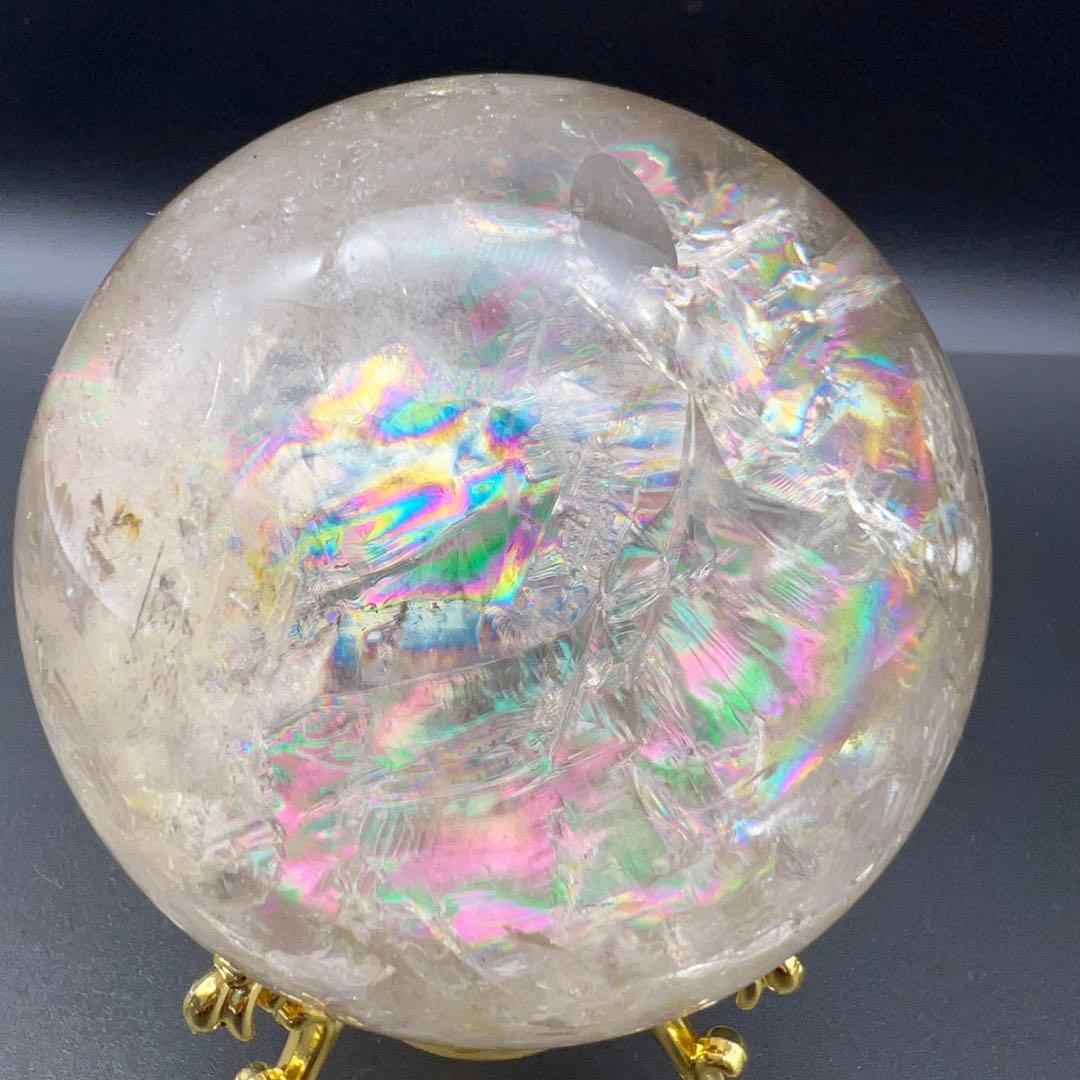 ✨存在際立つ美しさとハイパワー❗✨最高級 ライトニング水晶 丸玉 天然石 原石