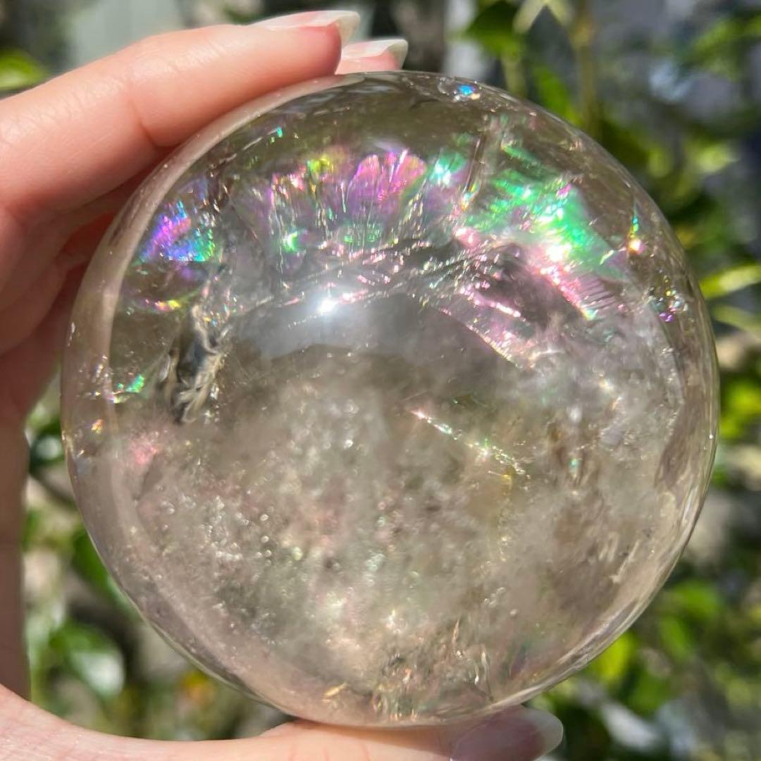 ✨存在際立つ美しさとハイパワー❗✨最高級 ライトニング水晶 丸玉 天然石 原石