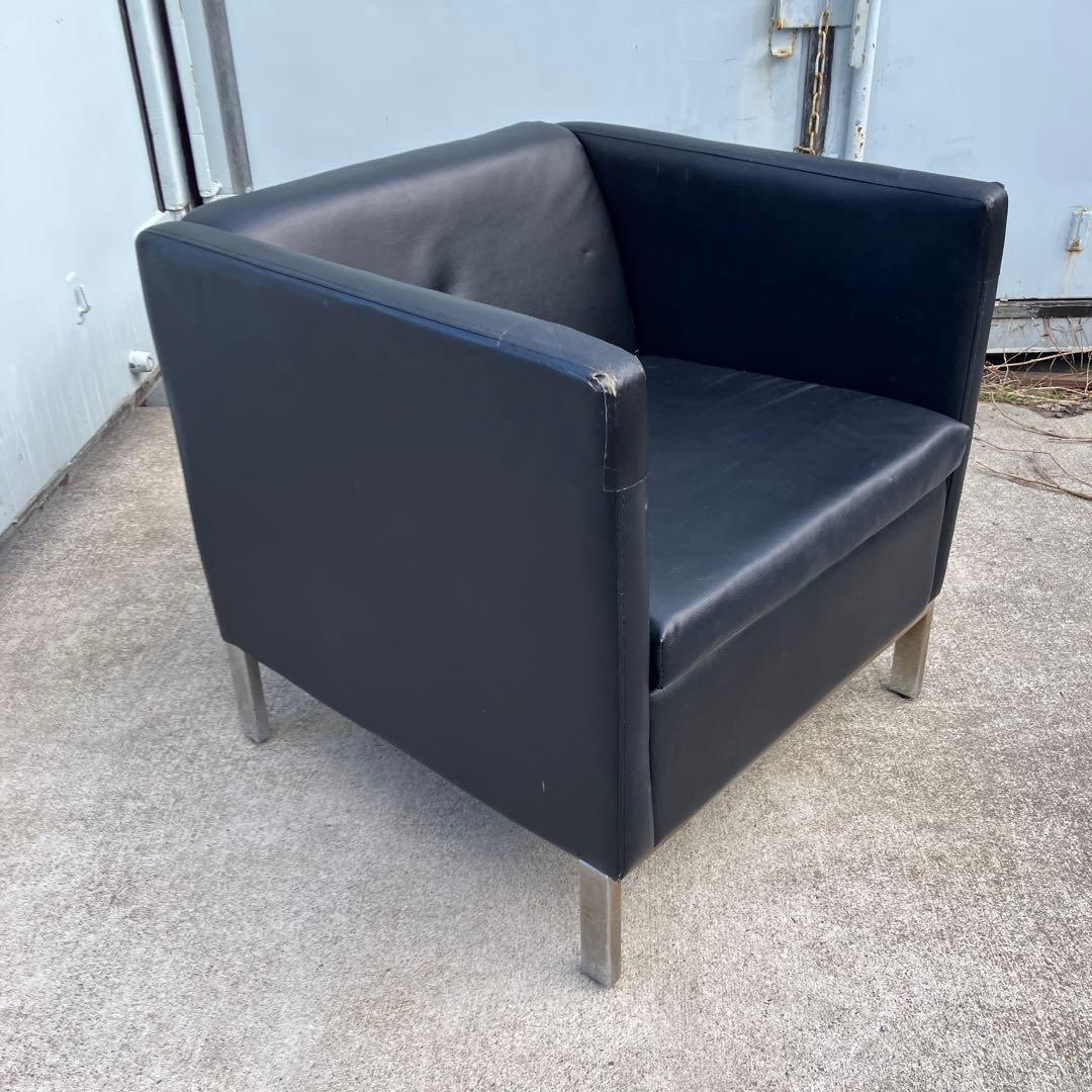 北欧レトロ アイアンフレーム ボックスソファー アームチェア 一人掛けソファー