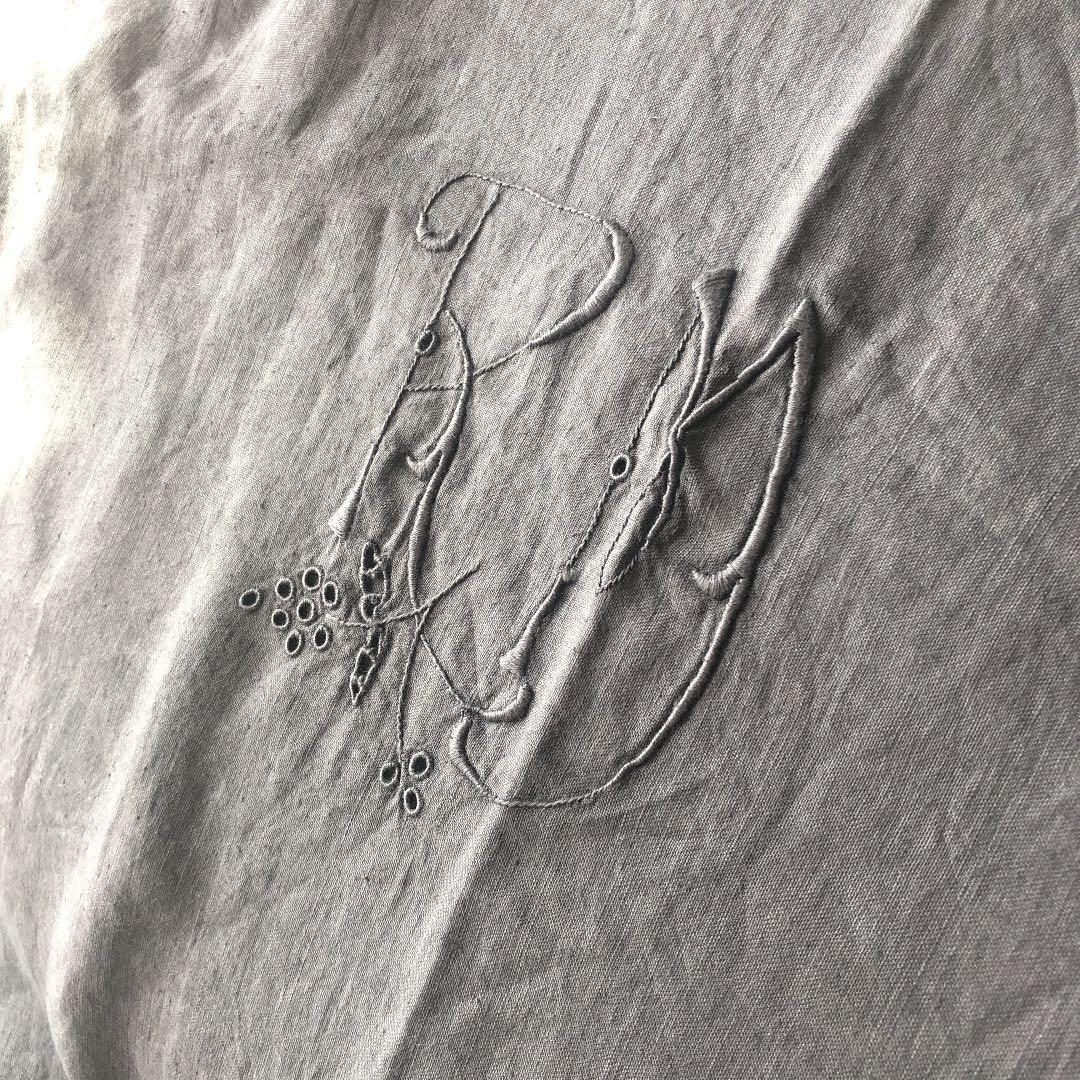 フランスアンティークリネンクッションカバー　枕カバー　リネン