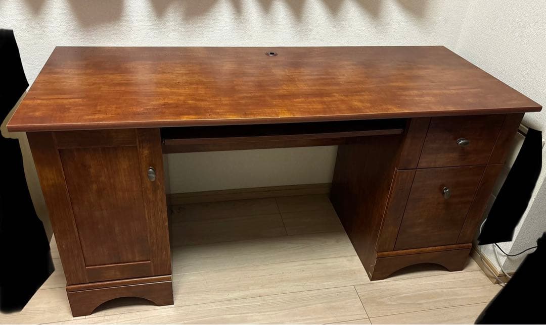 木製 パソコンデスク 机　引き出し、収納付き