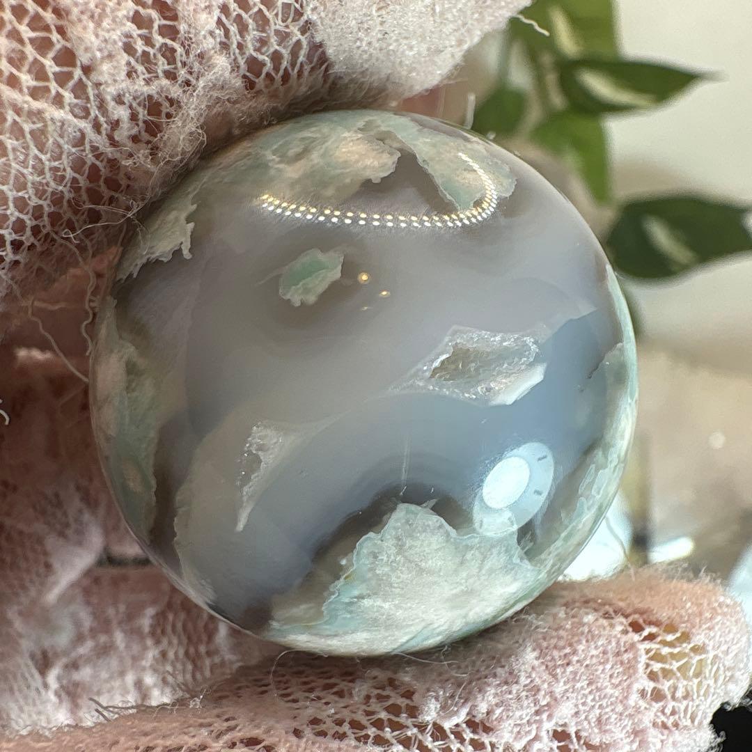 Ruby様レア♡高品質 グリーン桜瑪瑙スフィアNo.1790