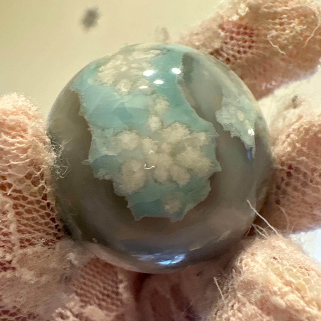 Ruby様レア♡高品質 グリーン桜瑪瑙スフィアNo.1790