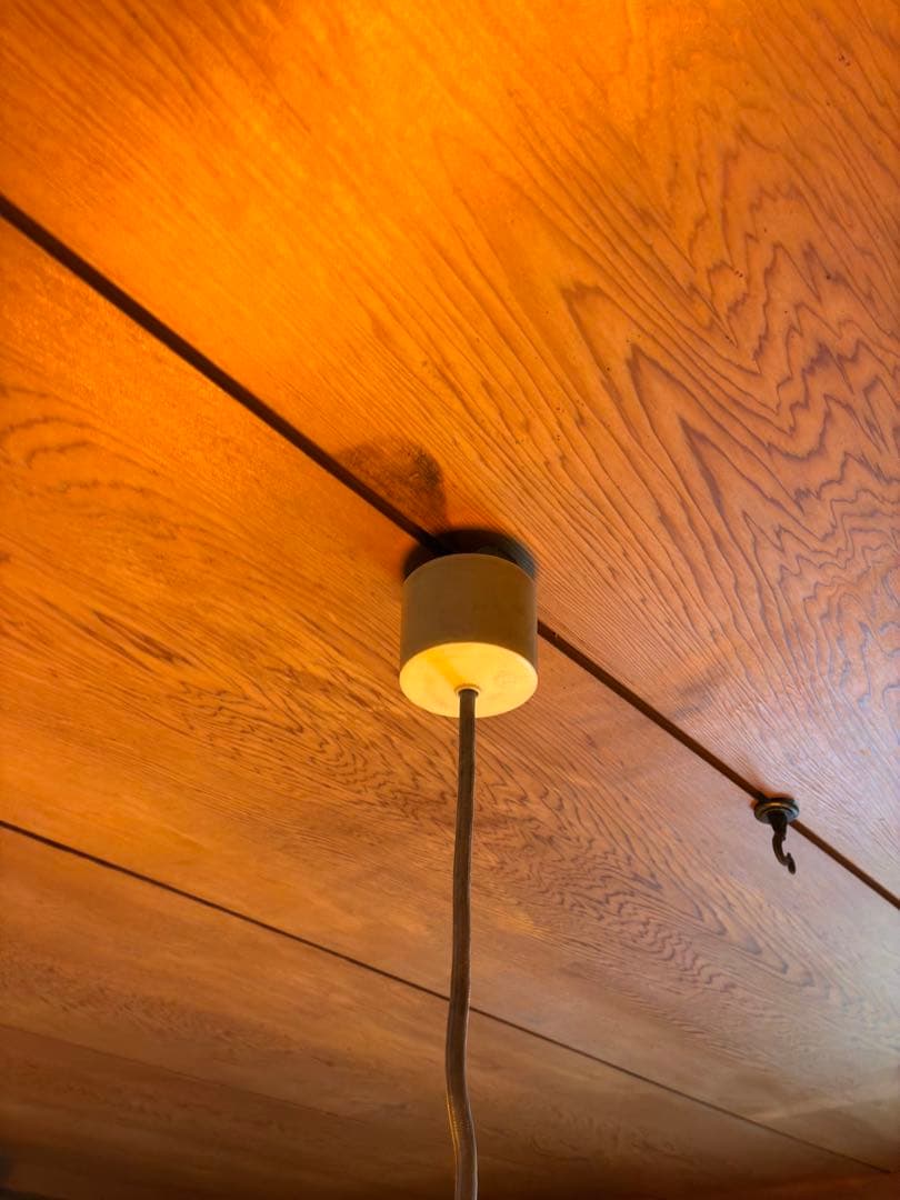 オレンジ　レトロ　ストライプ　ガラスペンダントライト