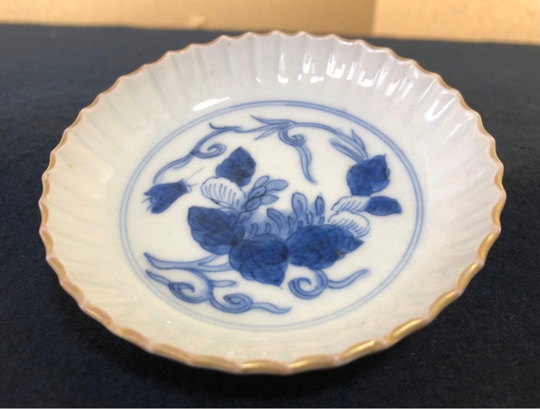 割引❗️《レ》幕末 伊万里 染付 豆皿10客 口縁輪花しのぎ手 1f