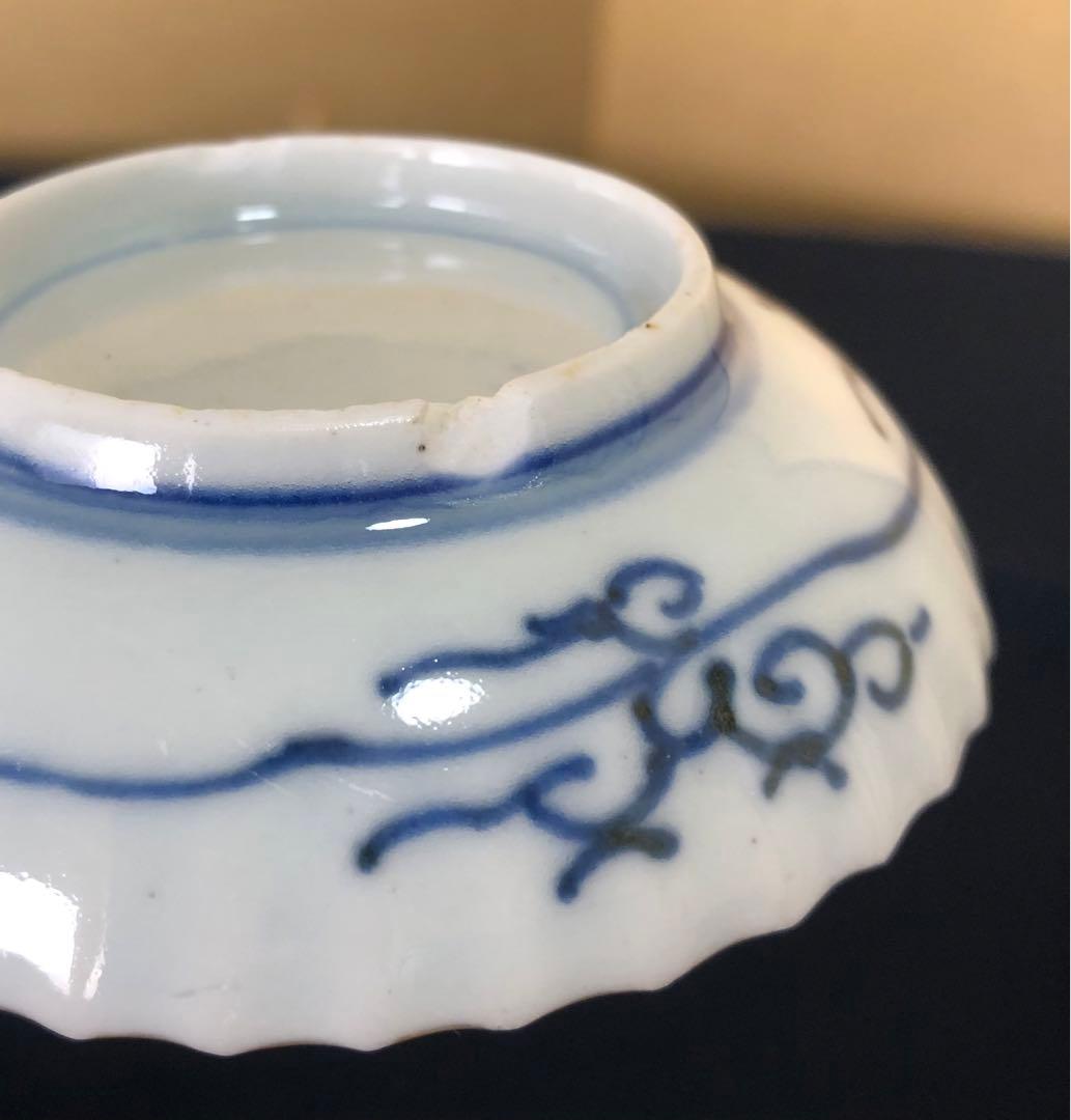 割引❗️《レ》幕末 伊万里 染付 豆皿10客 口縁輪花しのぎ手 1f