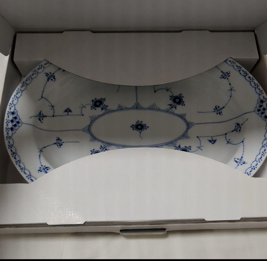 ブルーフルーテッド プレイン オーバルディッシュ 36.5cm