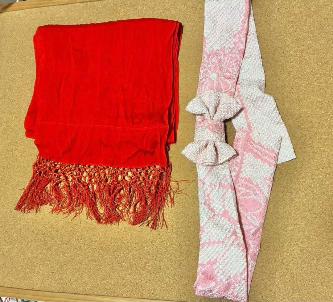 7歳七五三用 扇子総柄黄色　着物セット