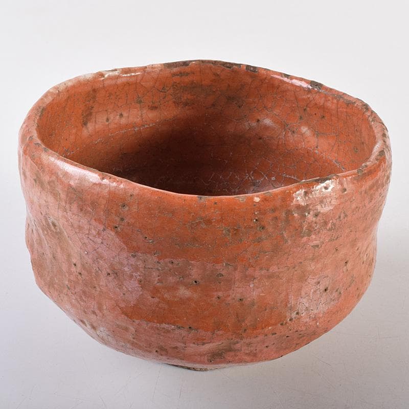 茶道具 楽吉左衛門 左入作 赤楽茶碗 九代 大樋長左衛門極め箱 V R7631