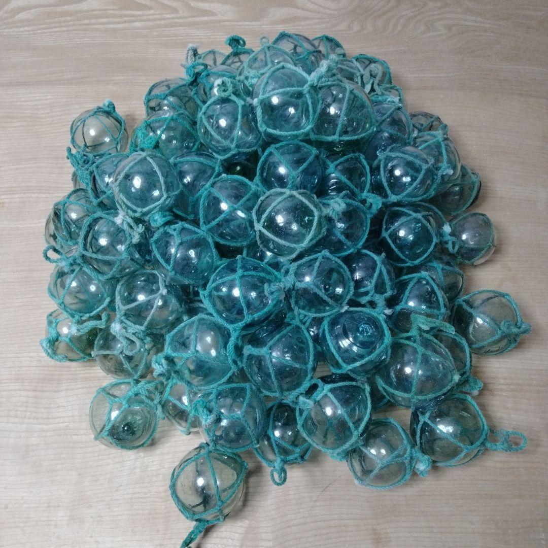 ガラス浮球　浮き玉　ガラス玉　漁具　 ９９個セット　網紐付き