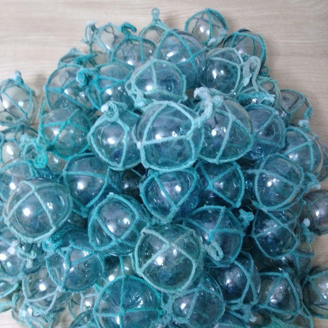 ガラス浮球　浮き玉　ガラス玉　漁具　 ９９個セット　網紐付き