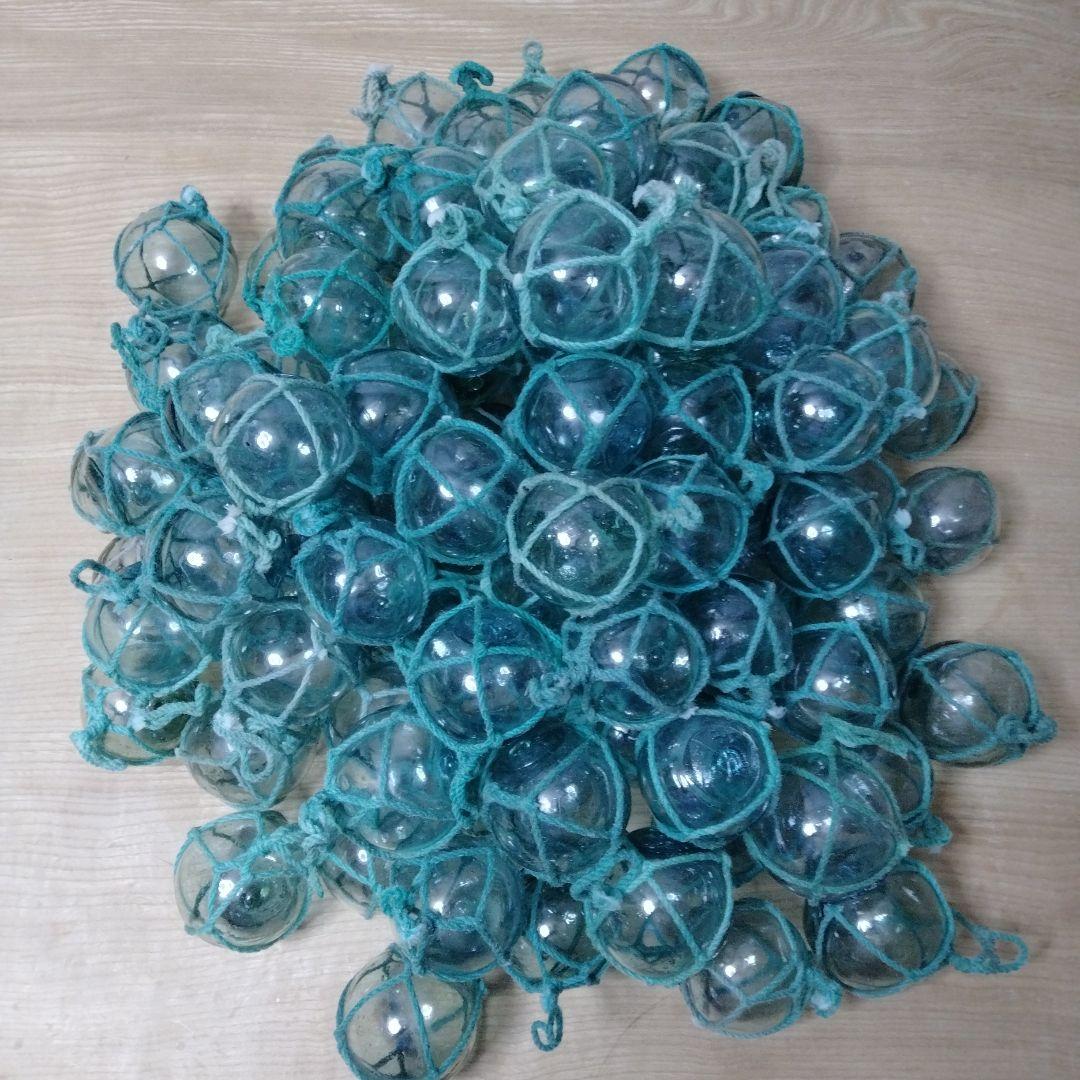 ガラス浮球　浮き玉　ガラス玉　漁具　 ９９個セット　網紐付き