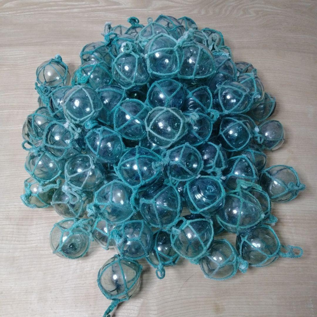 ガラス浮球　浮き玉　ガラス玉　漁具　 ９９個セット　網紐付き