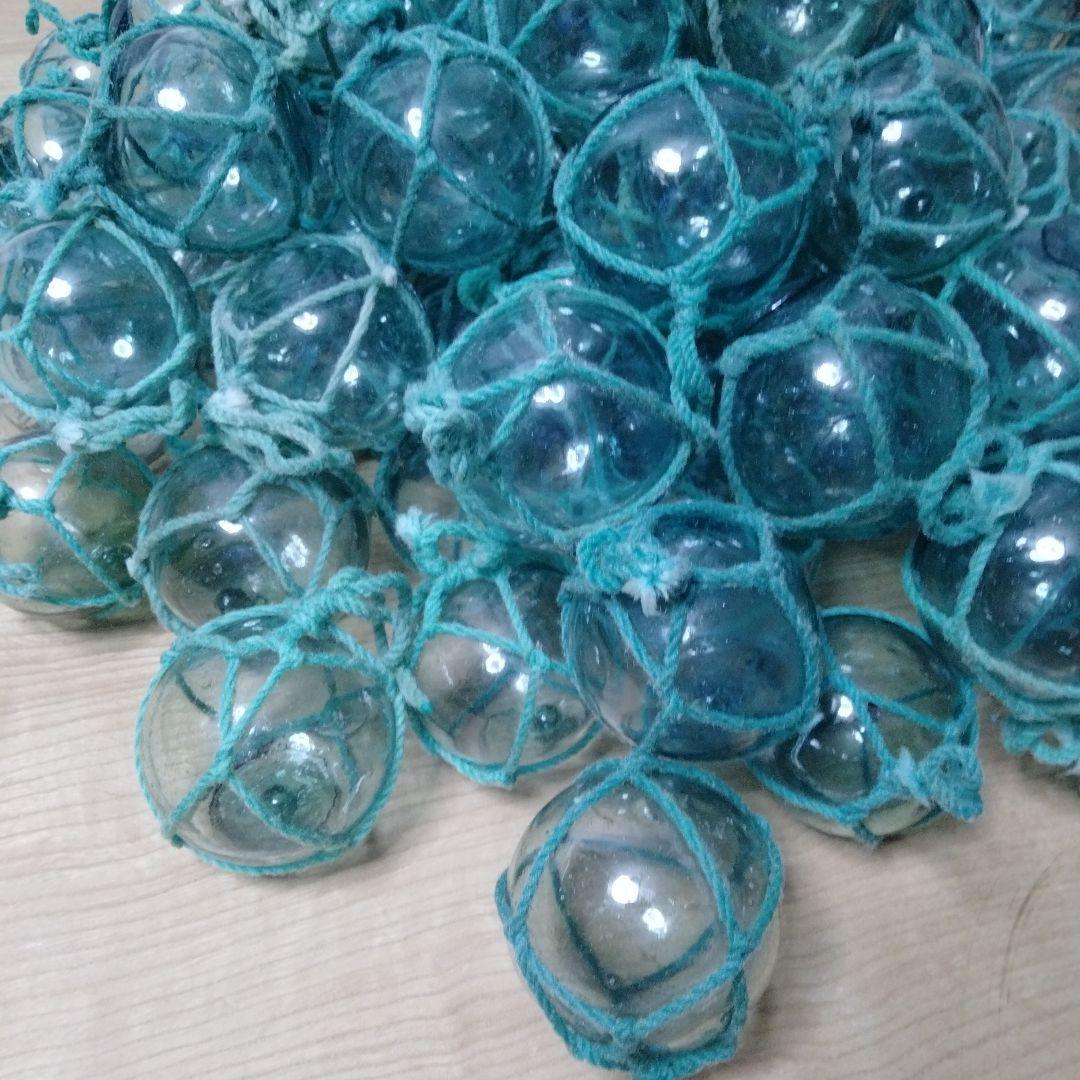 ガラス浮球　浮き玉　ガラス玉　漁具　 ９９個セット　網紐付き