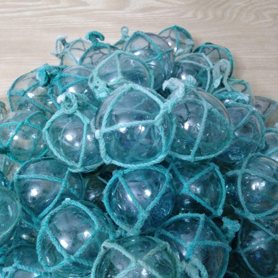 ガラス浮球　浮き玉　ガラス玉　漁具　 ９９個セット　網紐付き
