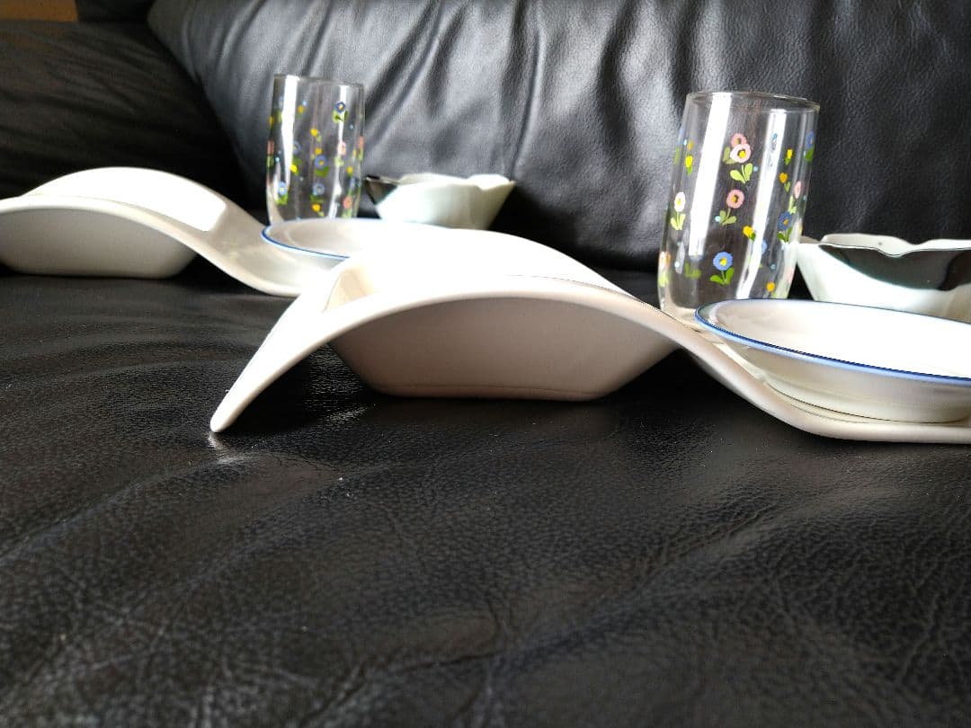 ♥豪華に演出４種類・２ステージウェーブ【ディスプレイホワイトデザイン長皿盛】３組