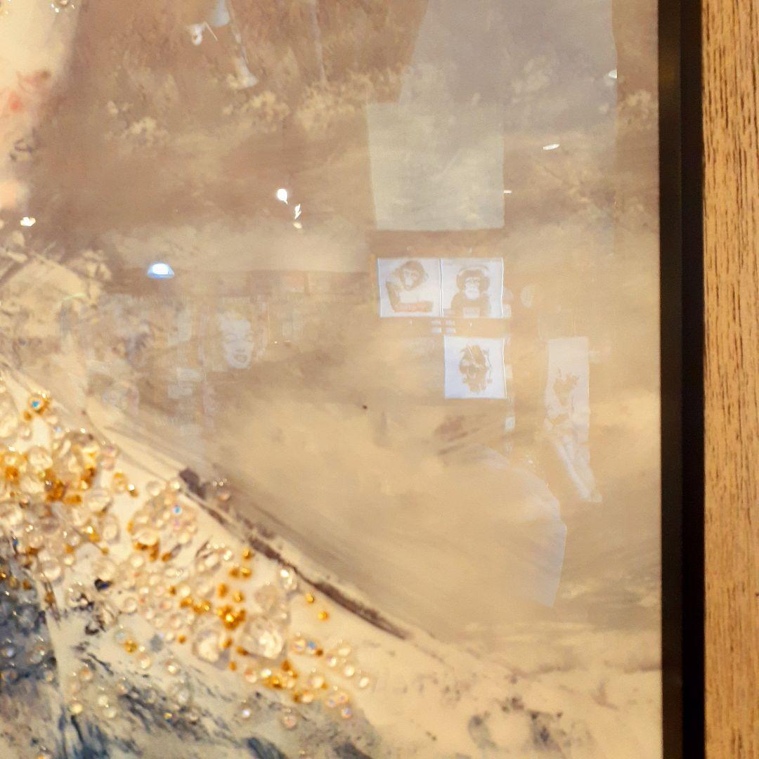 輸入雑貨クリスタルアート『月下の富士山と桜』水晶石フレーム付き