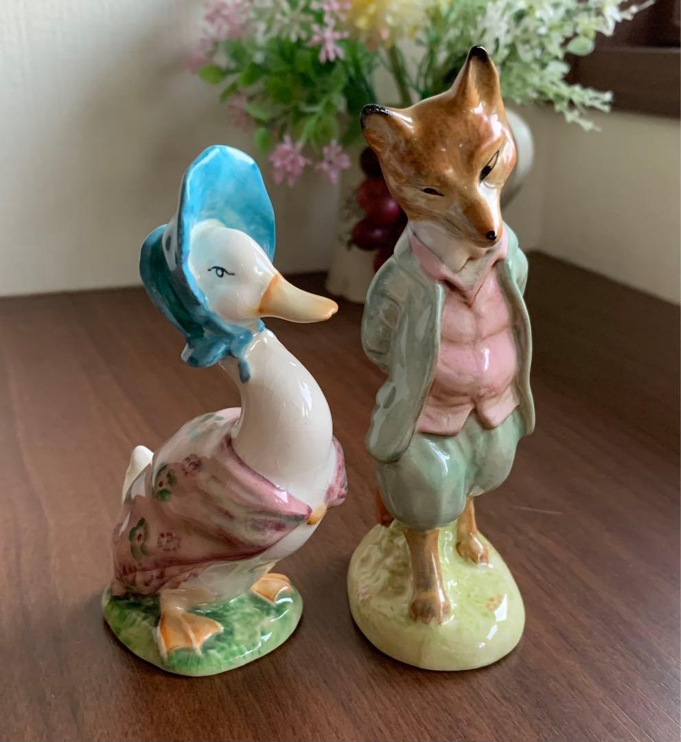 ピーターラビット ジマイマときつねの紳士 フィギュリン BP-2ゴールド