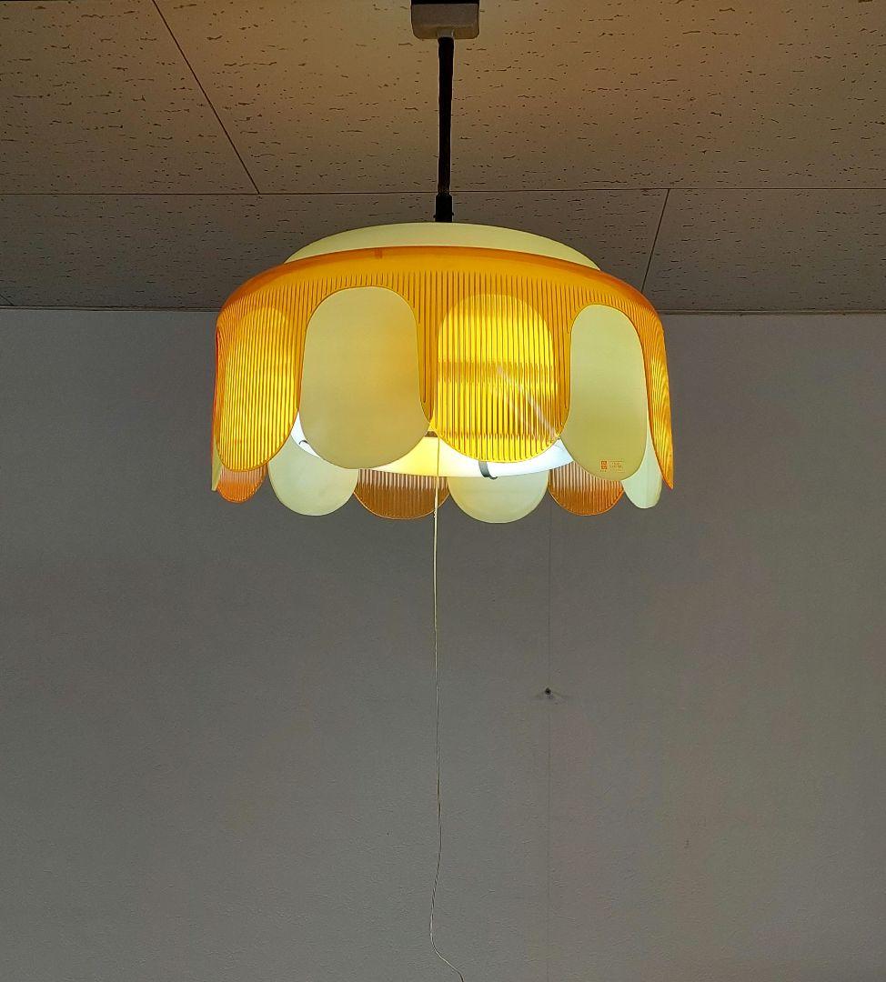 昭和レトロ 花形 オレンジ ペンダントライト 天井照明 蛍光灯 ナショナル