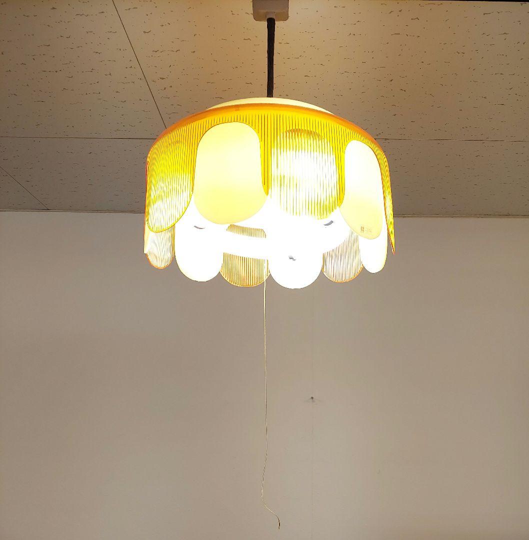 昭和レトロ 花形 オレンジ ペンダントライト 天井照明 蛍光灯 ナショナル