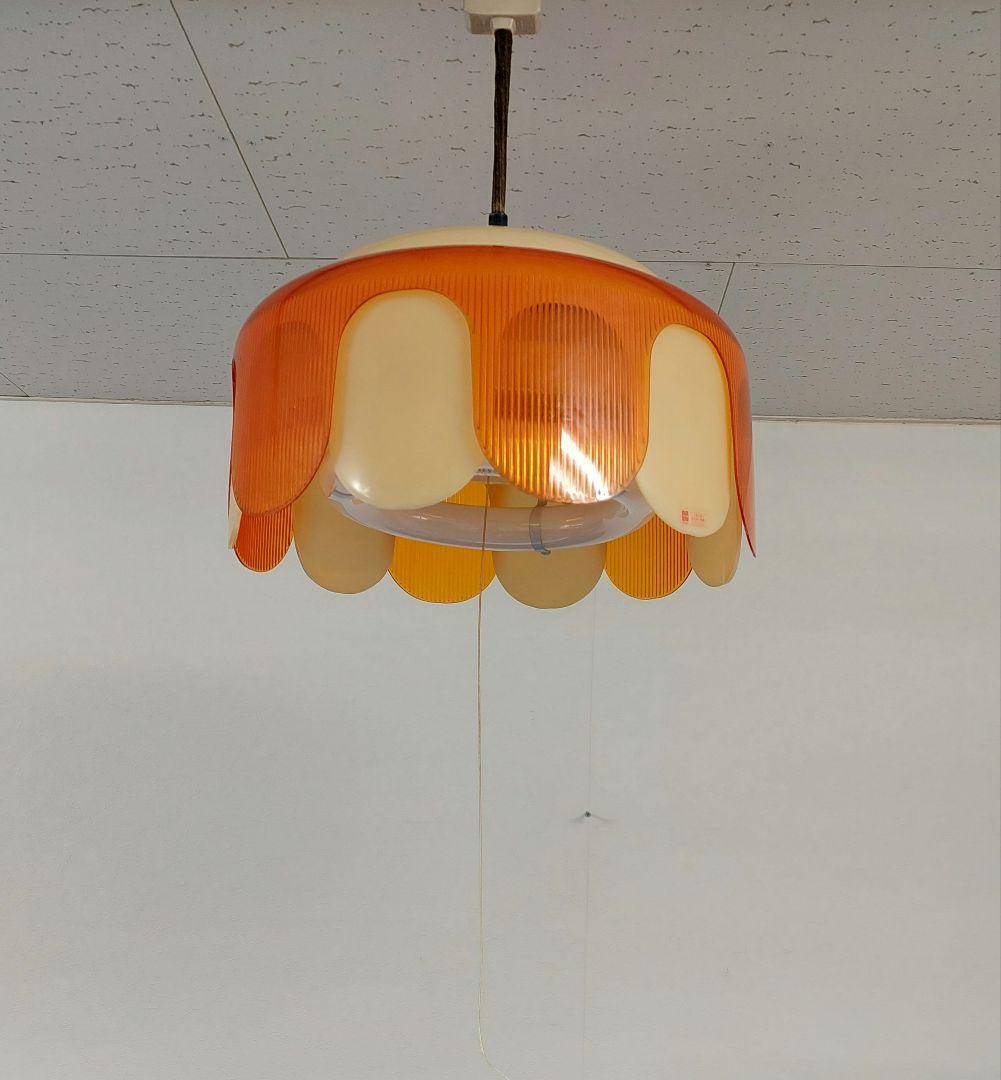 昭和レトロ 花形 オレンジ ペンダントライト 天井照明 蛍光灯 ナショナル