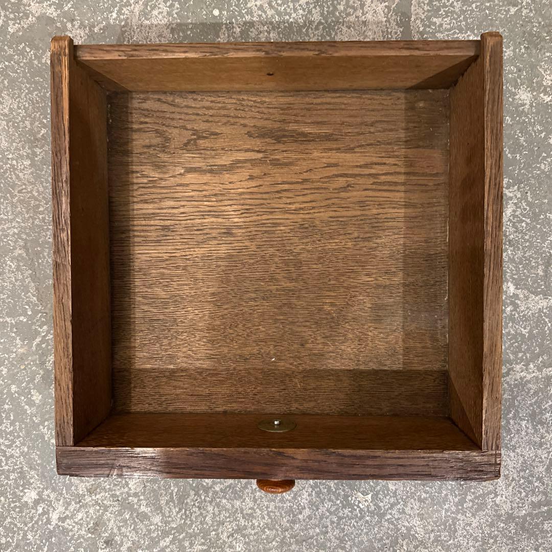 ヴィンテージ　木製サイドテーブル　引き出し／扉収納付き