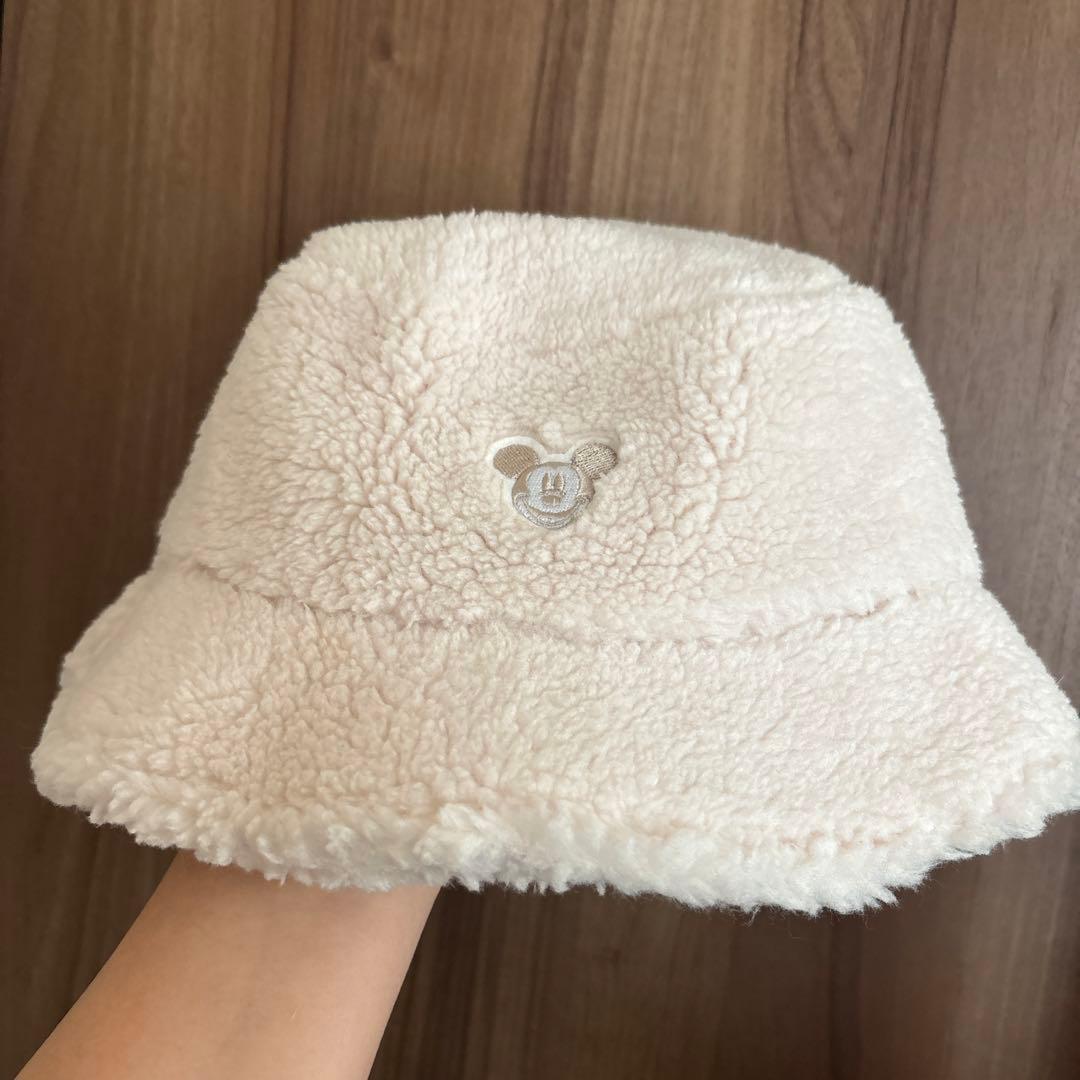 バケットハット バケハ 帽子 ミッキー ボア 白 ホワイト ディズニー