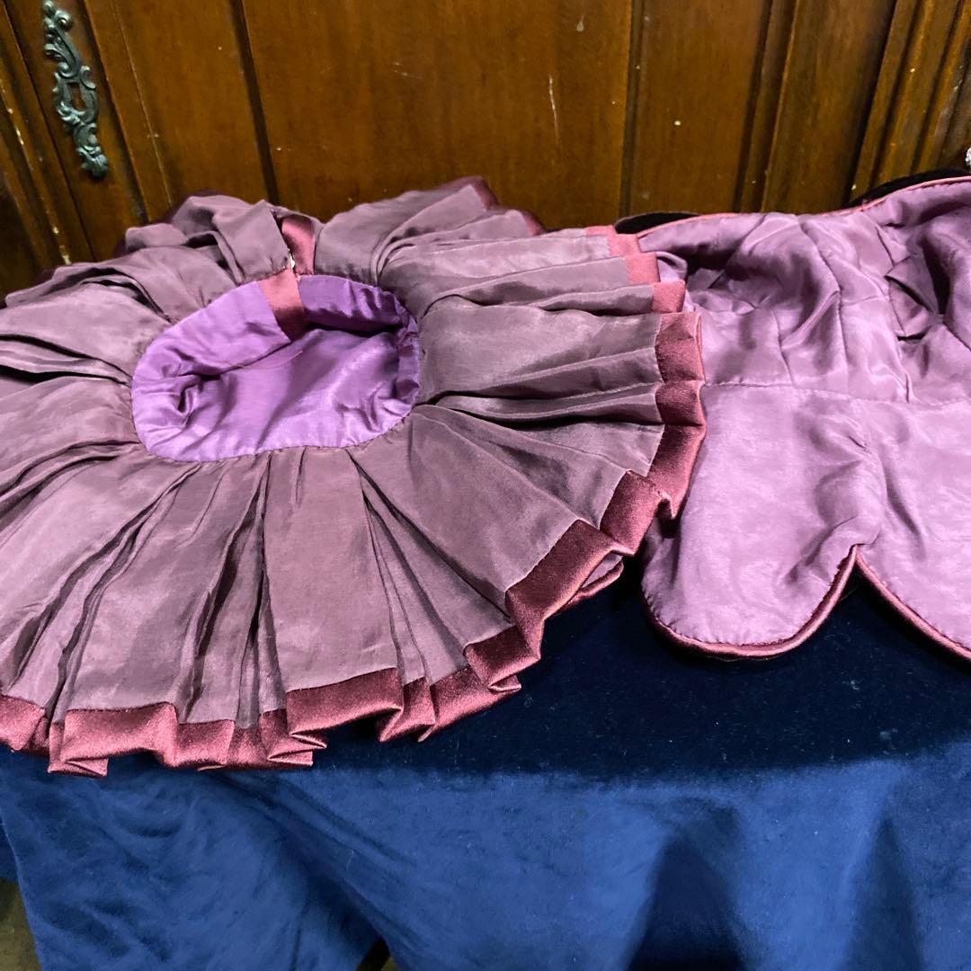 ハンドメイドFB14号シルクドレス、シルクベルベット、ボルドー