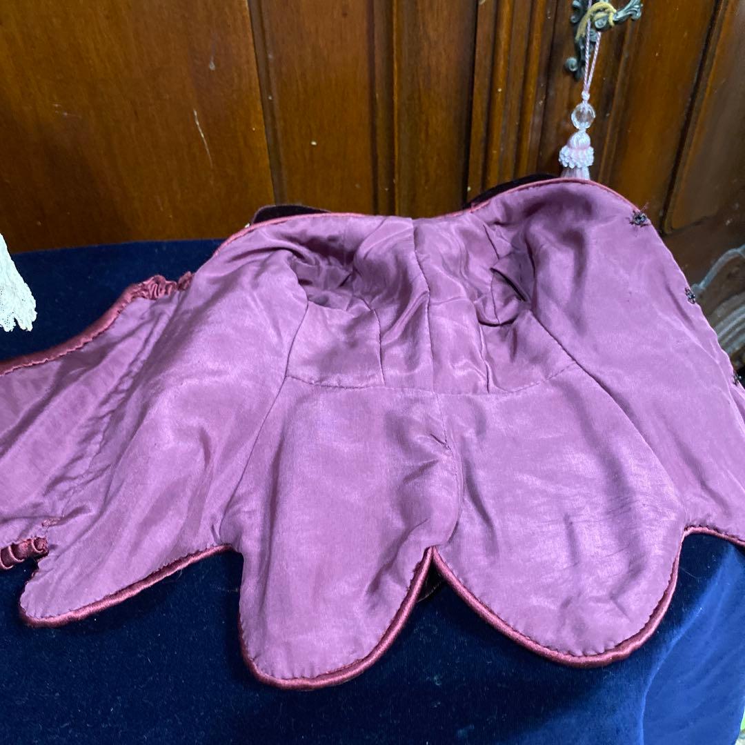 ハンドメイドFB14号シルクドレス、シルクベルベット、ボルドー