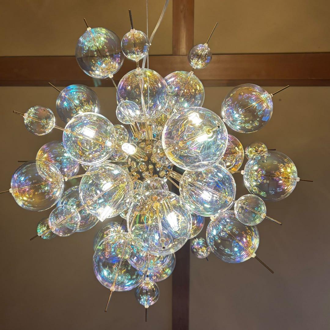 オーブ バブルシャンデリア ゴールド色 オーロラ ペンダントライト 10灯