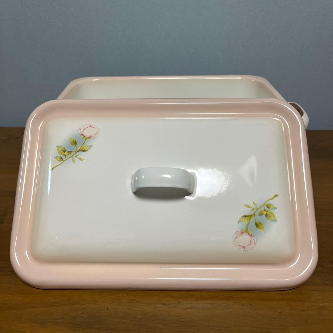 イマン　ポワージュピンク　角ストッカー ホーロー